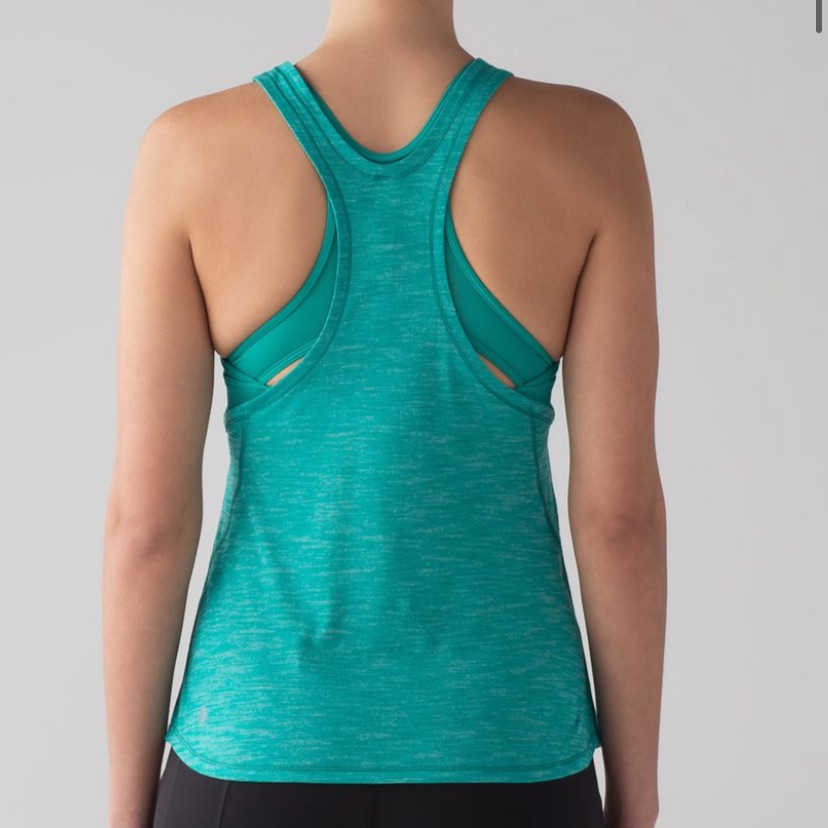 Lululemon Glide And Stride Tank Heathered Viridian Green / Viridian Green